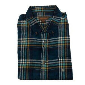 🛒 $15 NORTHWEST TERRITORY Blue Button Up Flannel Plaid Long Sleeve NWT